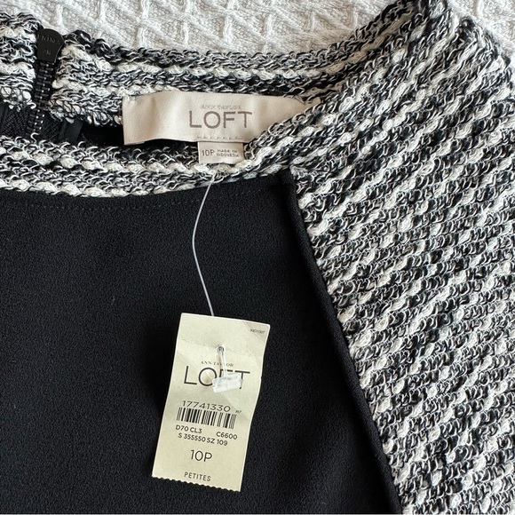 NWT LOFT black and gray raglan striped sleeves shift dress - Picture 4 of 8